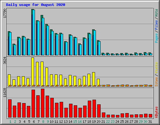 Daily usage for August 2020